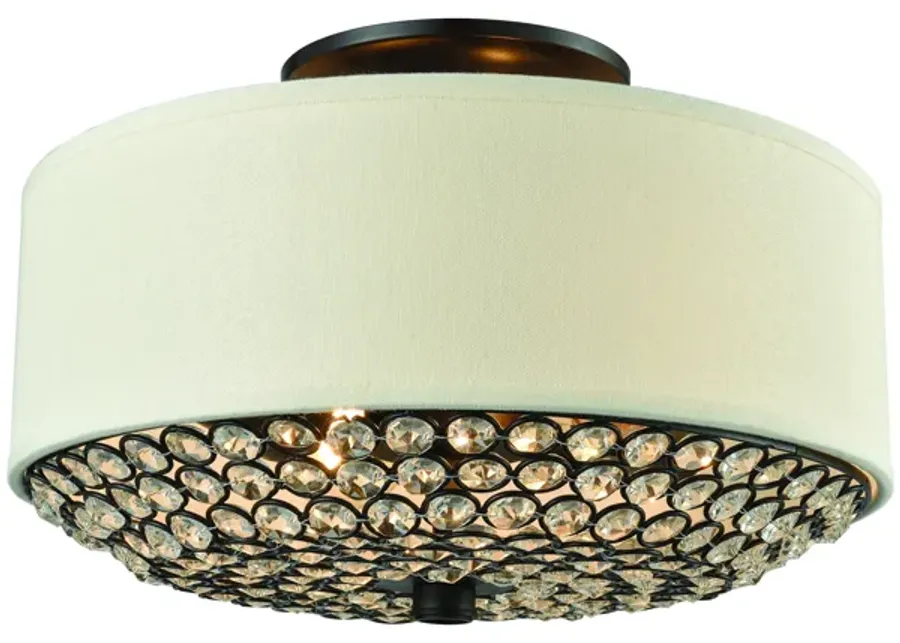 Webberville 12" Wide 2-Light Semi Flush Mount - Oil Rubbed Bronze with Beige Fabric Drum Shade