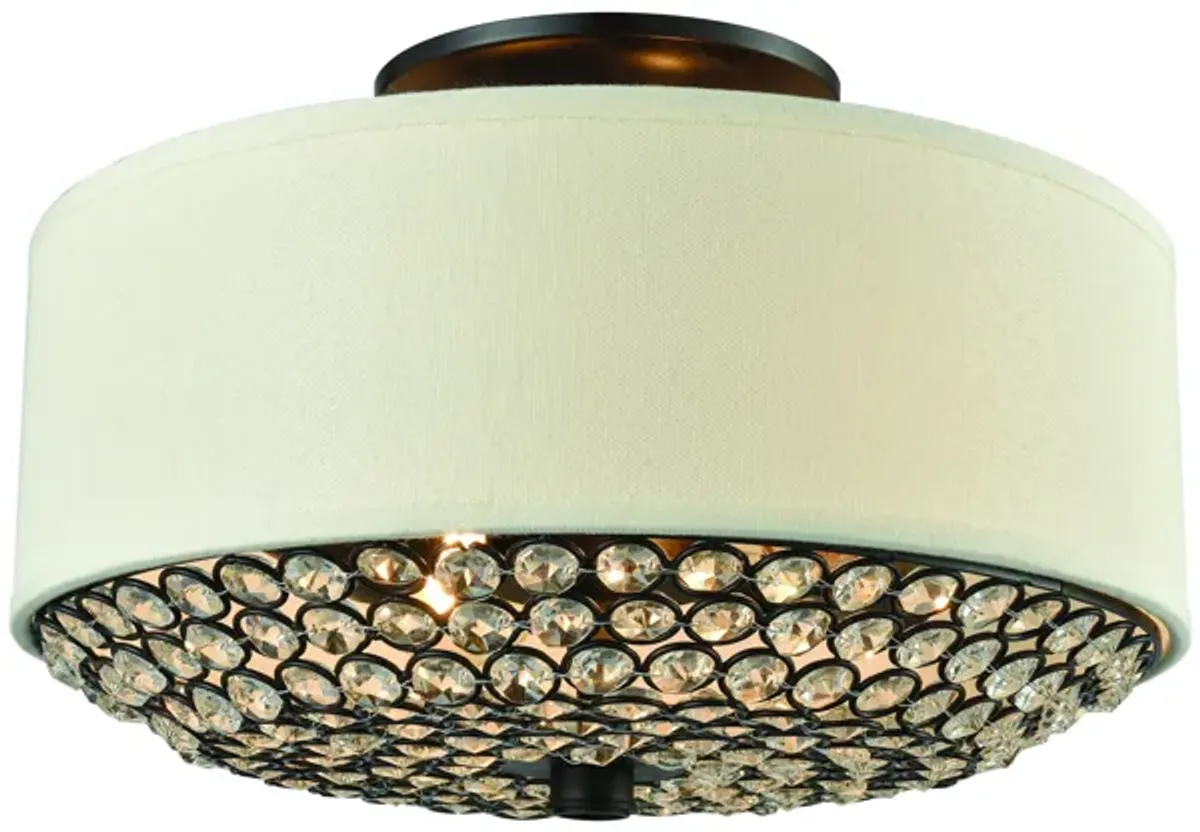 Webberville 12" Wide 2-Light Semi Flush Mount - Oil Rubbed Bronze with Beige Fabric Drum Shade