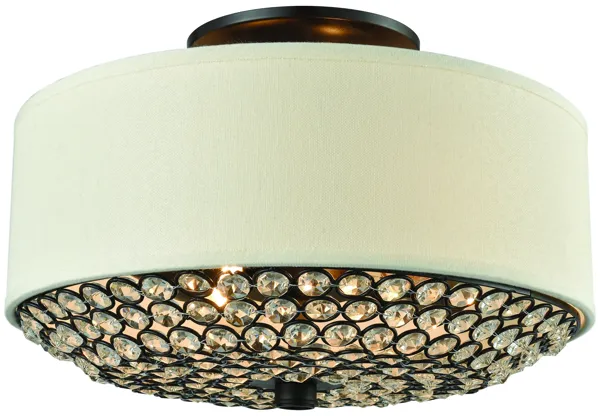 Webberville 12" Wide 2-Light Semi Flush Mount - Oil Rubbed Bronze with Beige Fabric Drum Shade