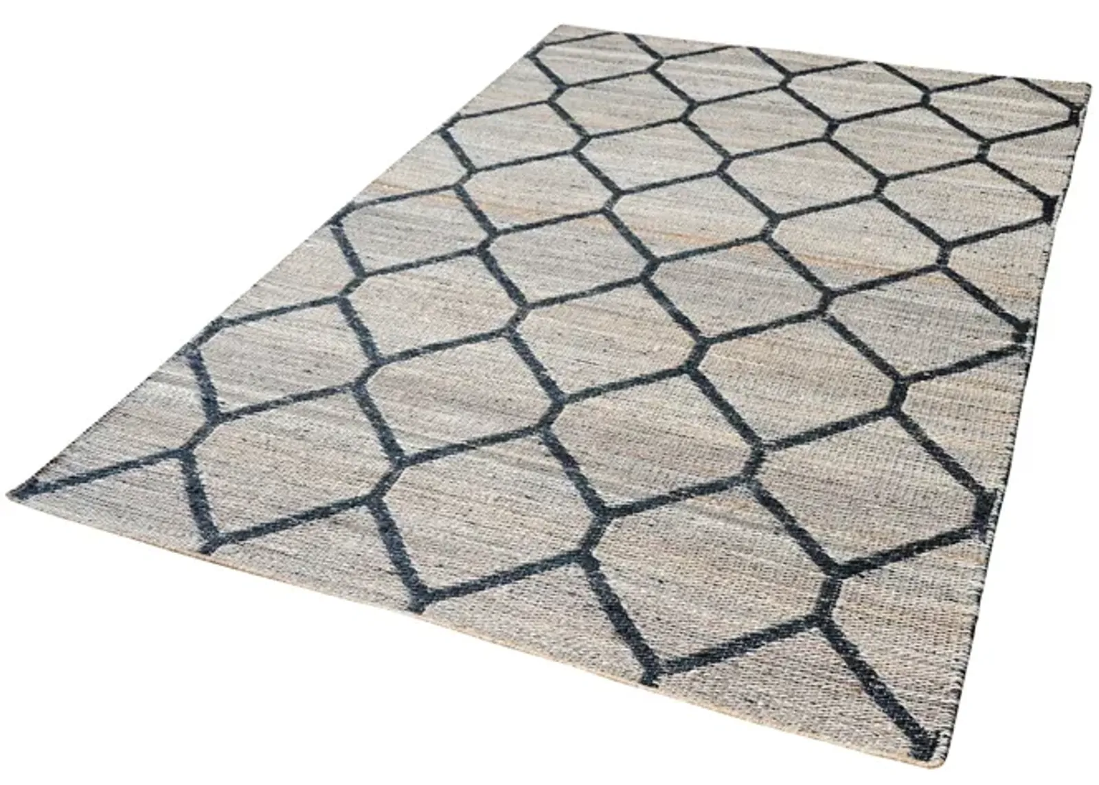 Econ Jacquard Weave Jute Rug in Natural and Black