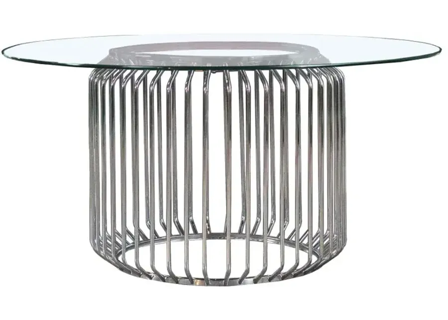 Veena 60" Round Glass Top Dining Table Clear and Chrome