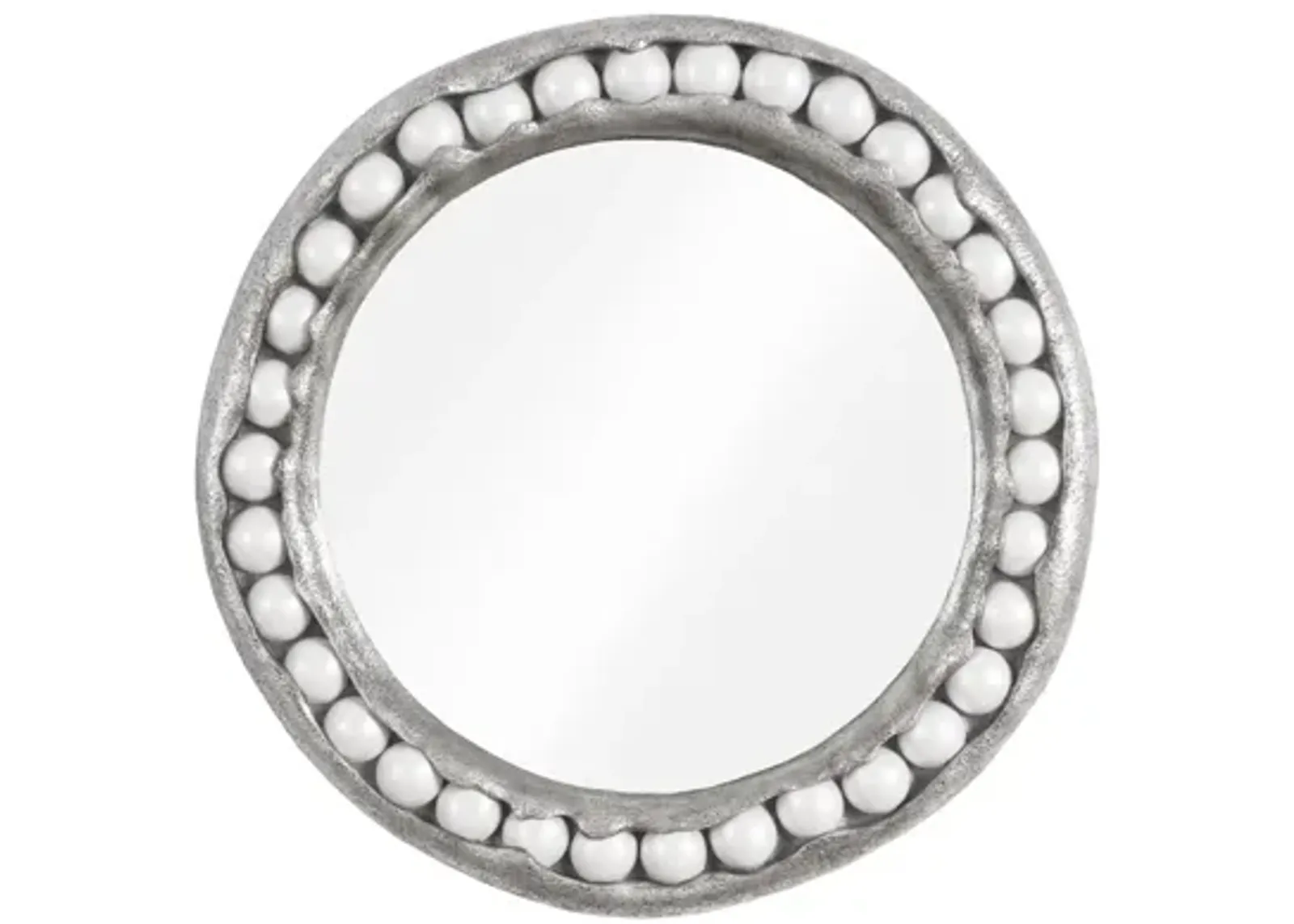 Pearl Mirror, Silver Leaf, Round