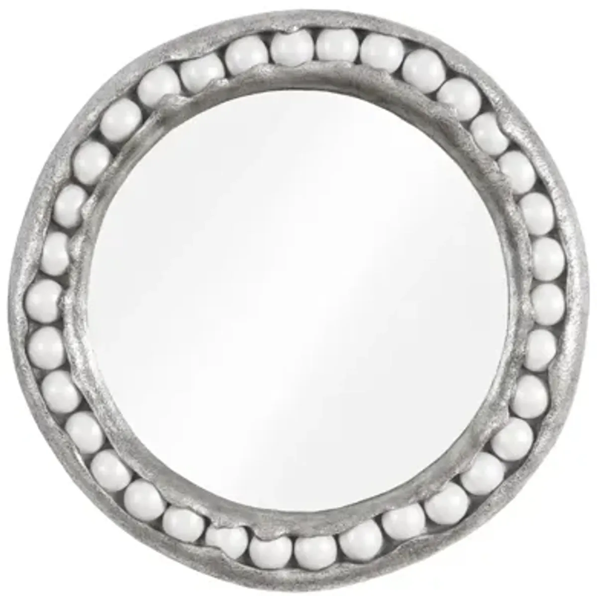 Pearl Mirror, Silver Leaf, Round