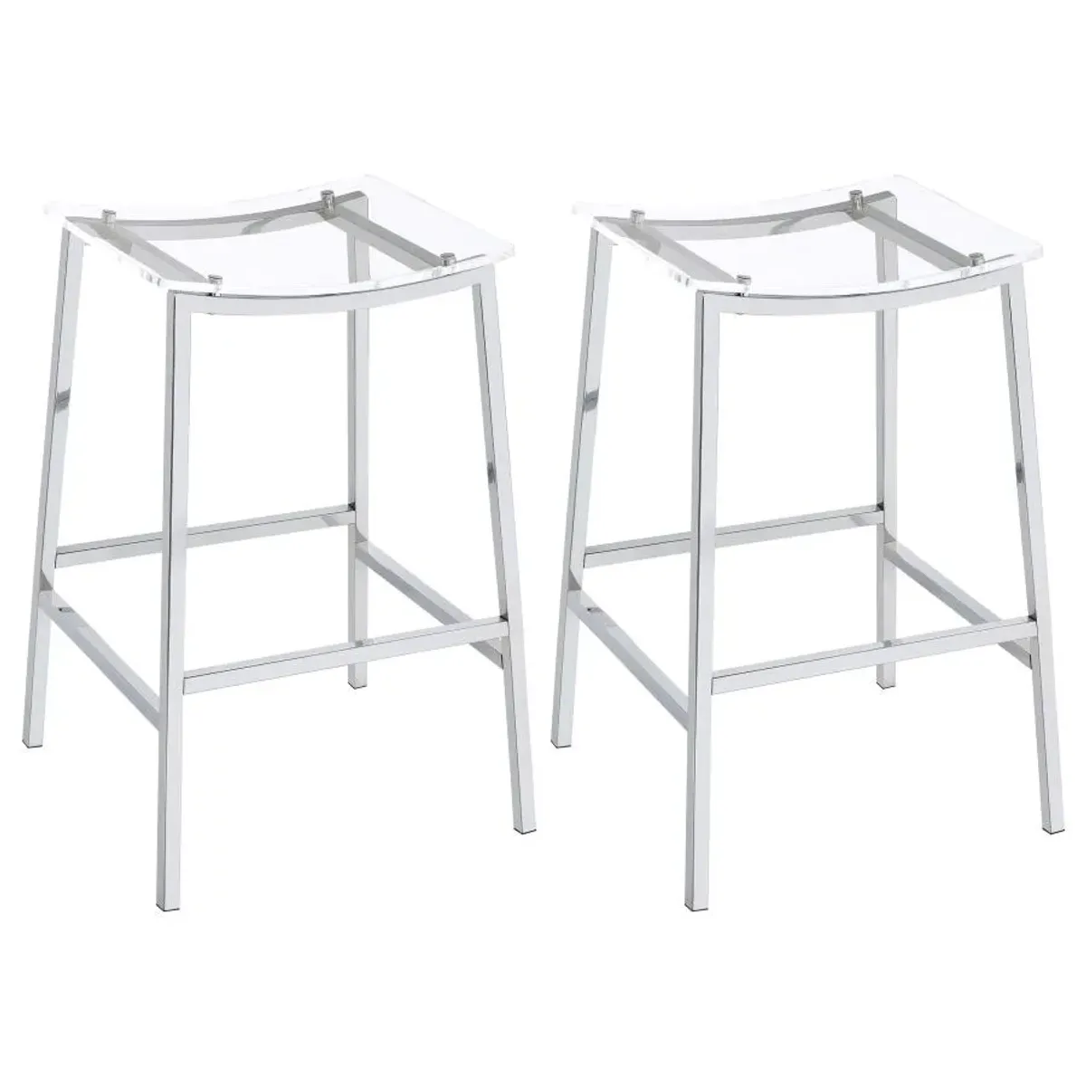 Jovani Acrylic Backless Bar Stools Clear and Chrome (Set of 2)