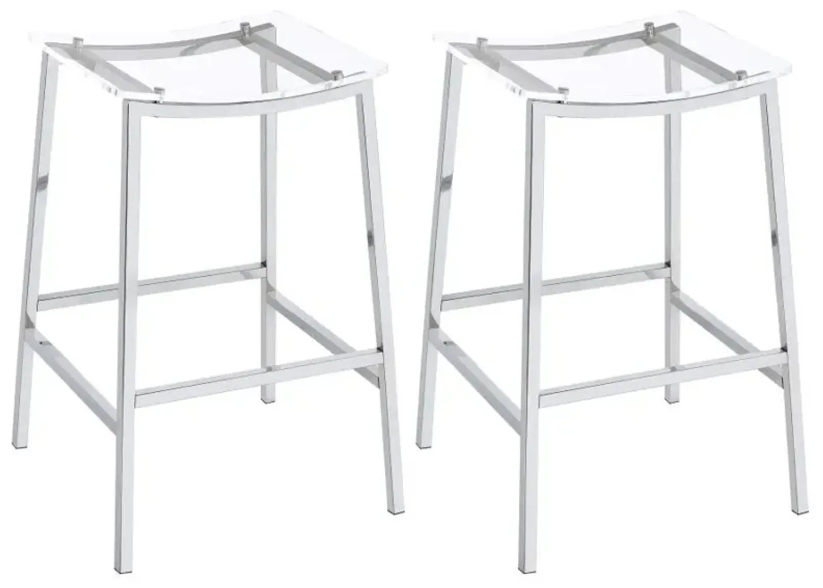 Jovani Acrylic Backless Bar Stools Clear and Chrome (Set of 2)