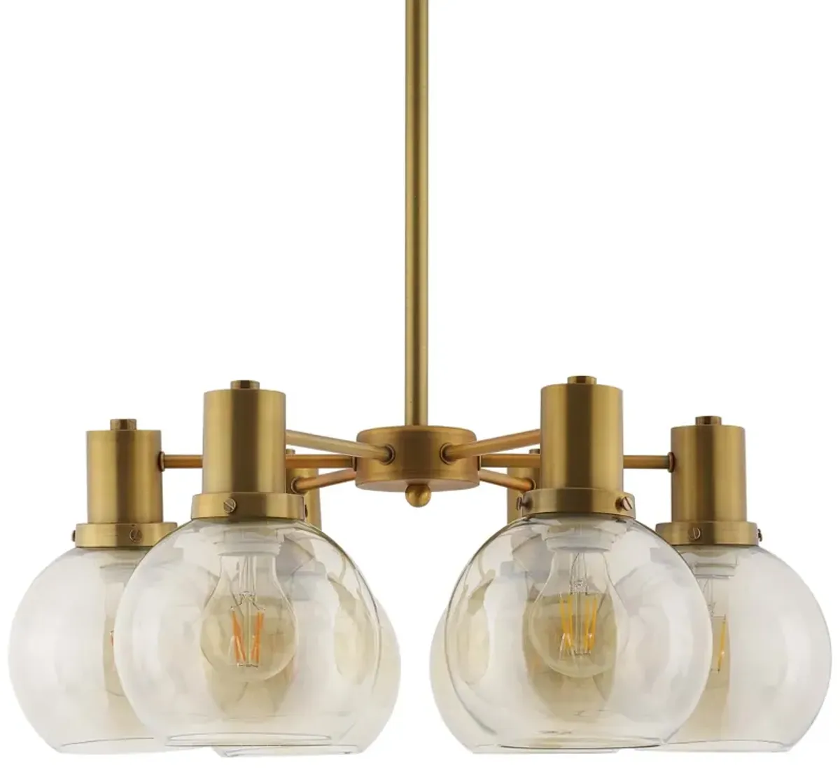 Resound Amber Glass And Brass Pendant Chandelier