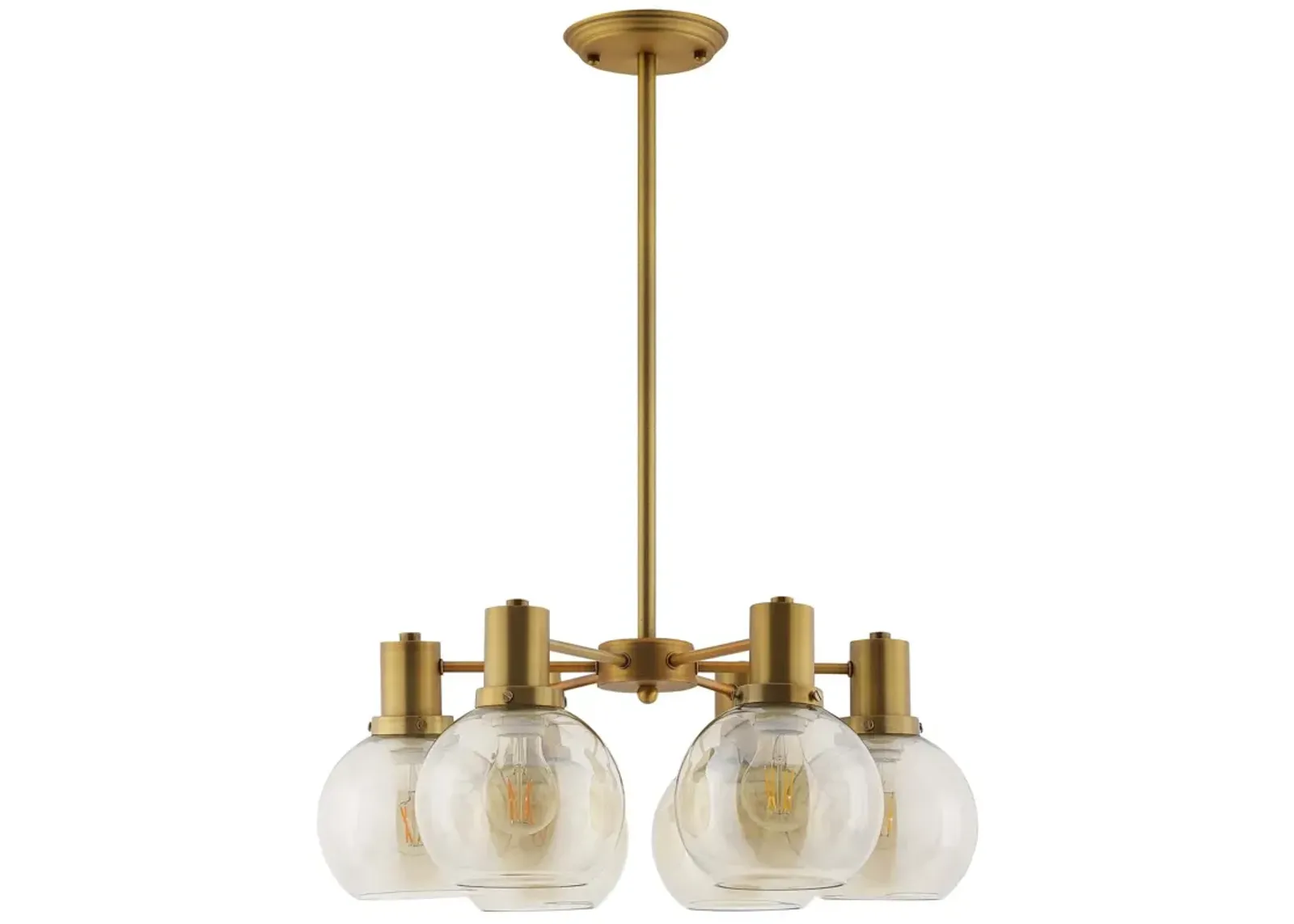 Resound Amber Glass And Brass Pendant Chandelier