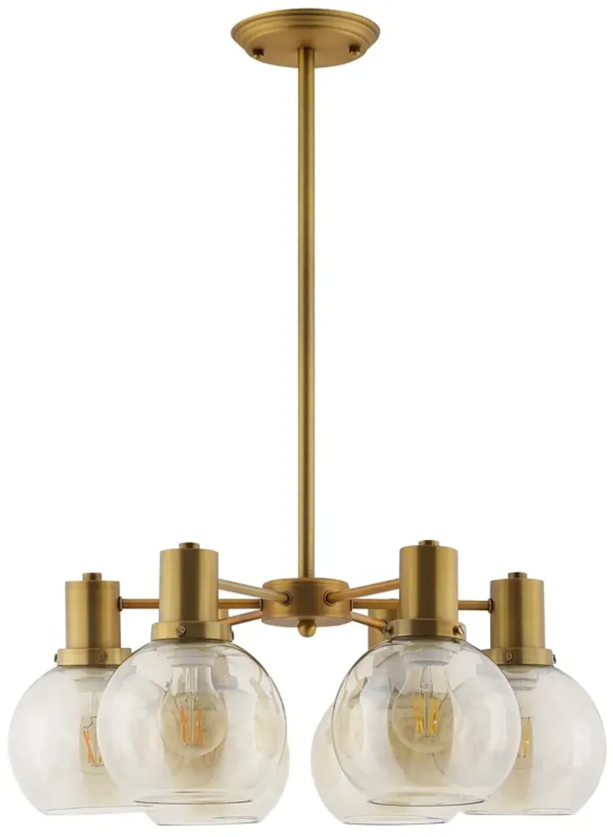 Resound Amber Glass And Brass Pendant Chandelier