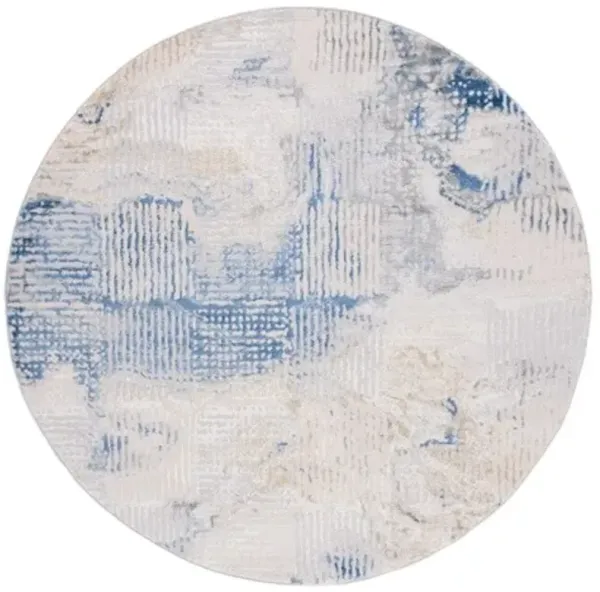 PALMA 350 Blue 6'-7' X 6'-7' Round Round Rug