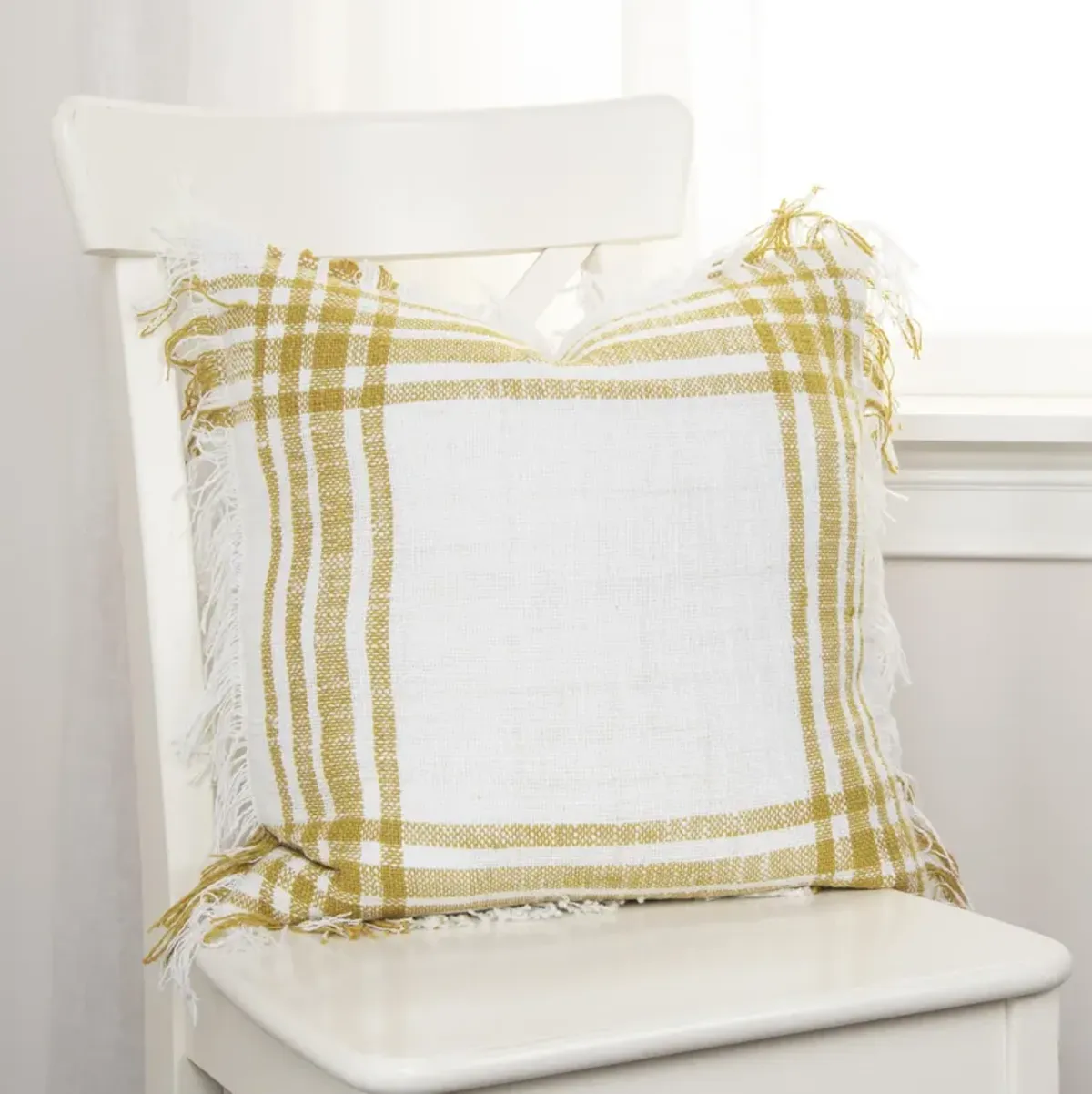 Plaid White Pillow