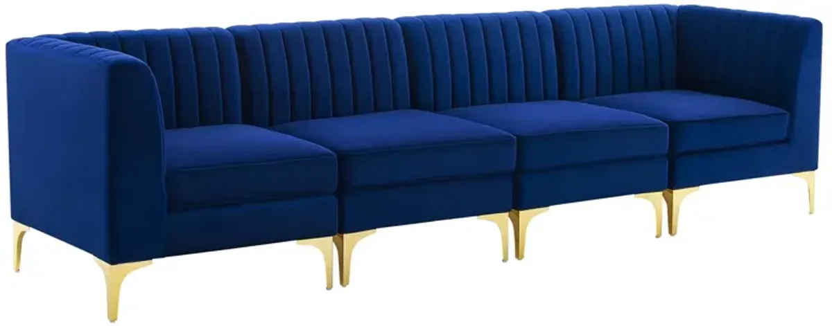 Triumph Channel Tufted Performance Velvet 4-Seater Sofa