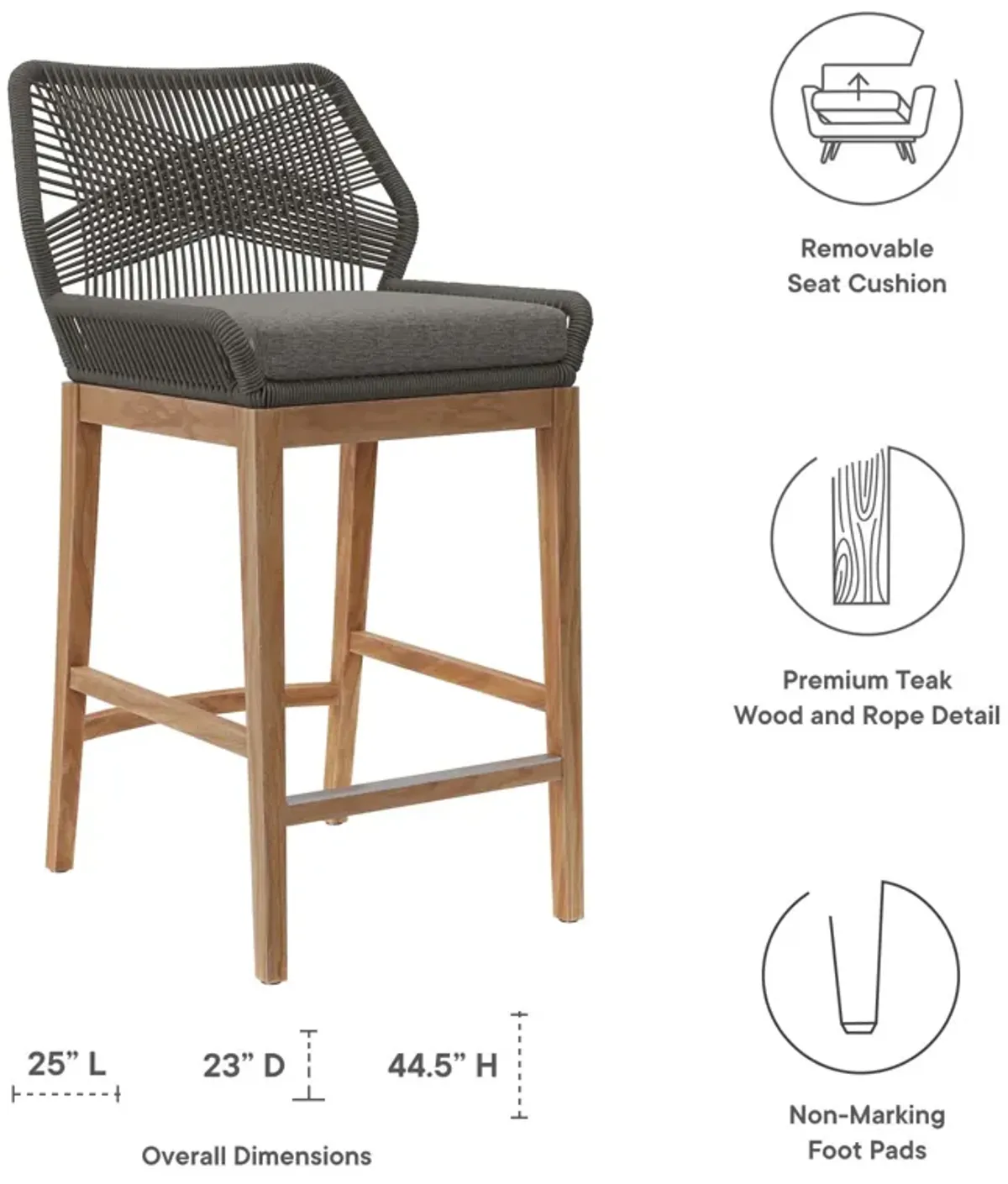 Wellspring Outdoor Teak Barstool