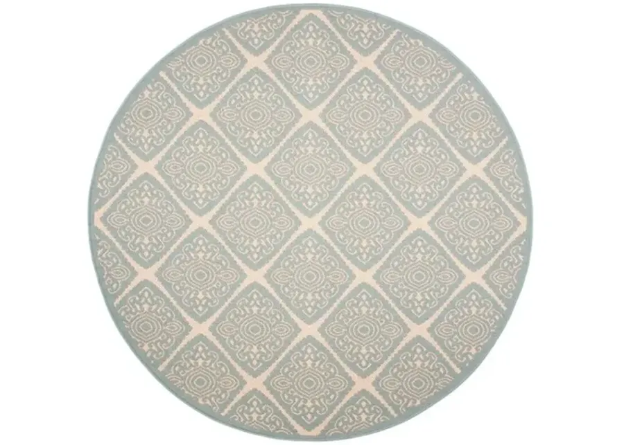 LINDEN 132 Collection LND132L-6R Cream / Aqua 6'-7" X 6'-7" Round