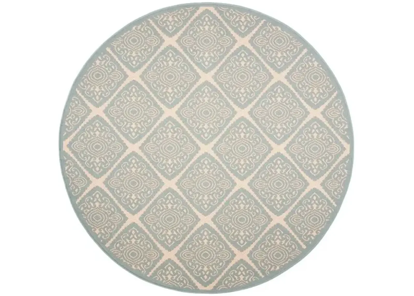 LINDEN 132 Collection LND132L-6R Cream / Aqua 6'-7" X 6'-7" Round