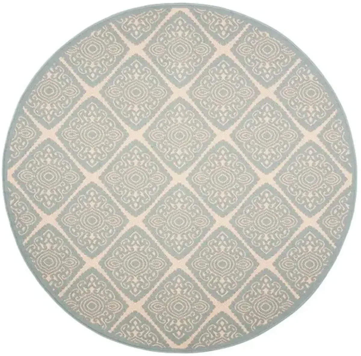 LINDEN 132 Collection LND132L-6R Cream / Aqua 6'-7" X 6'-7" Round