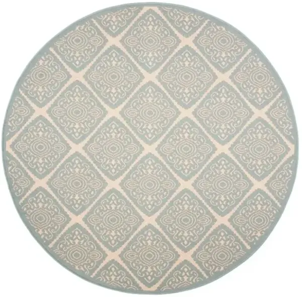 LINDEN 132 Collection LND132L-6R Cream / Aqua 6'-7" X 6'-7" Round