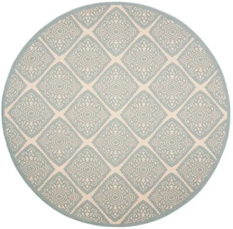 LINDEN 132 Collection LND132L-6R Cream / Aqua 6'-7" X 6'-7" Round