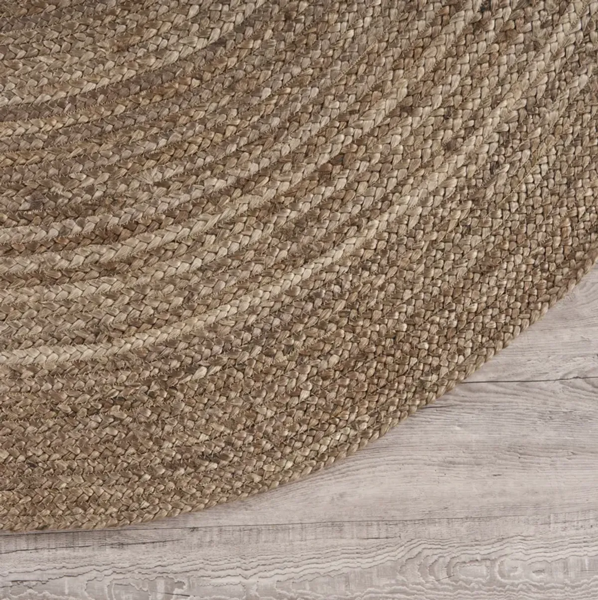 Nature Gray Contemporary Gradient Organic Jute Indoor Round Area Rug 6'