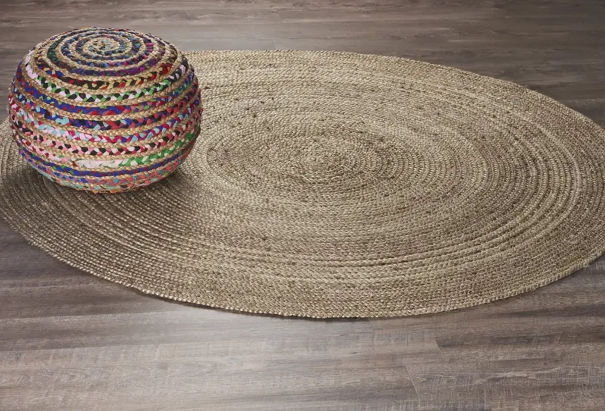 Nature Gray Contemporary Gradient Organic Jute Indoor Round Area Rug 6'