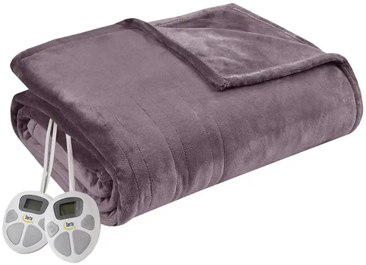 Serta Plush Heated Purple Blanket