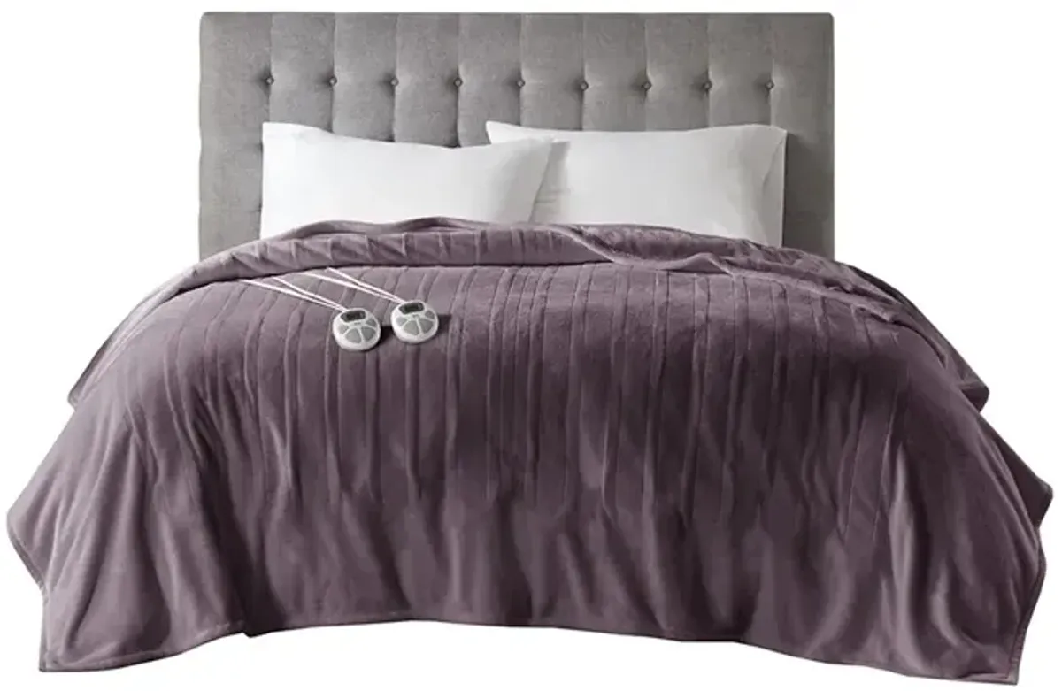 Serta Plush Heated Purple Blanket