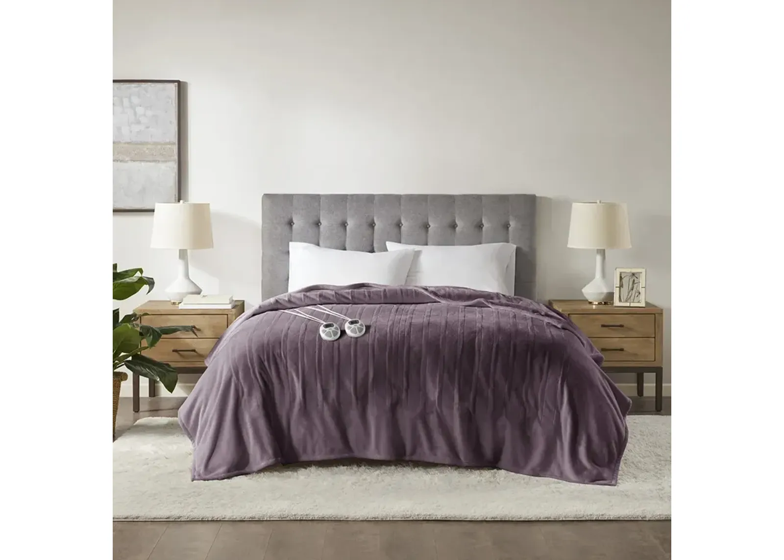 Serta Plush Heated Purple Blanket