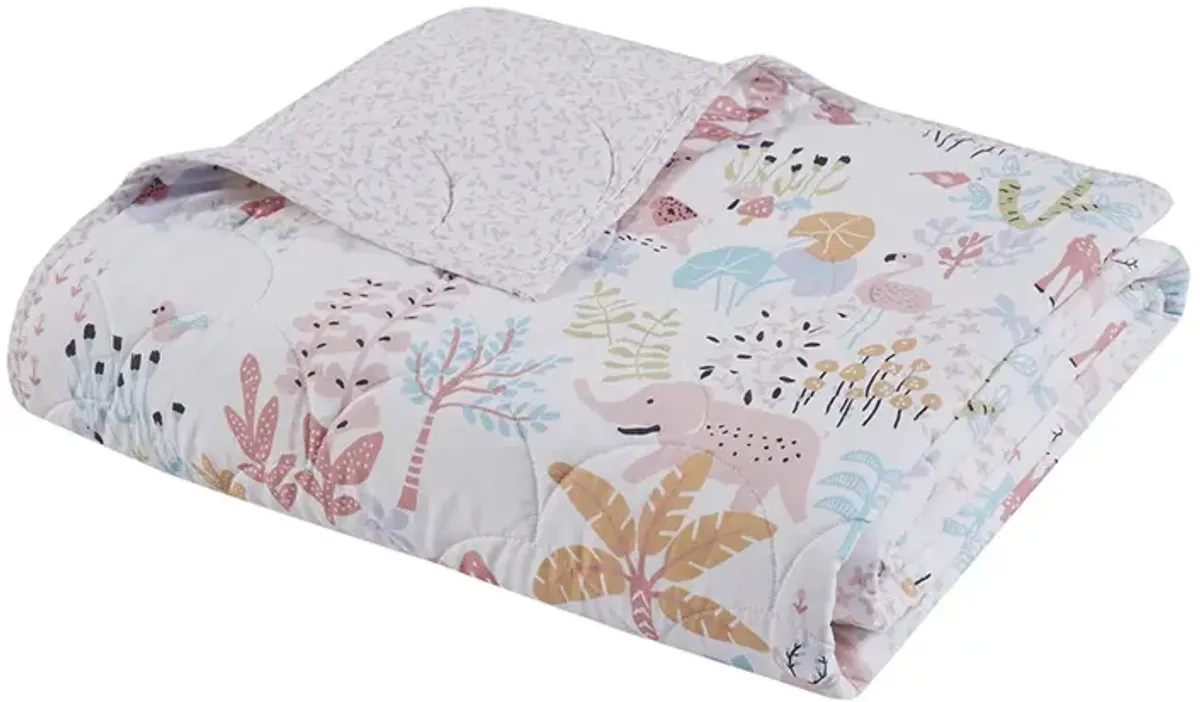 Urban Habitat Kids Iris Blush Woodland Animals Reversible Cotton Quilt Set