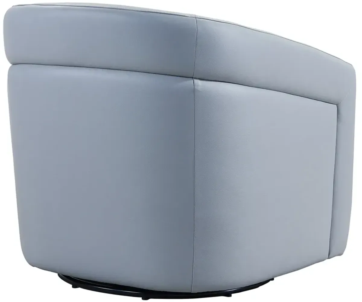 Desi Contemporary Swivel Accent Chair in Dove Gray Genuine Leather