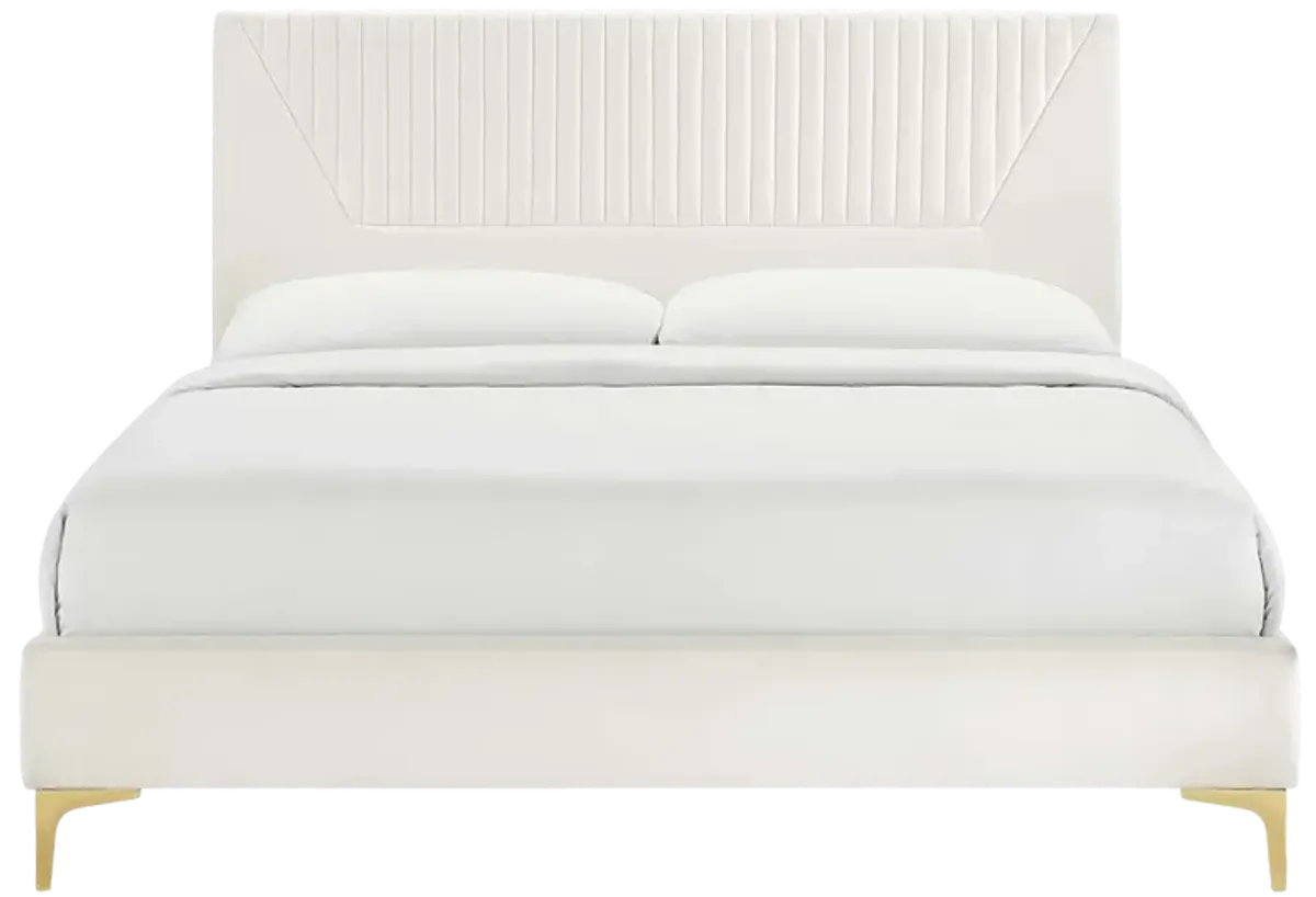 Yasmine Channel Tufted Performance Velvet Queen Platform Bed