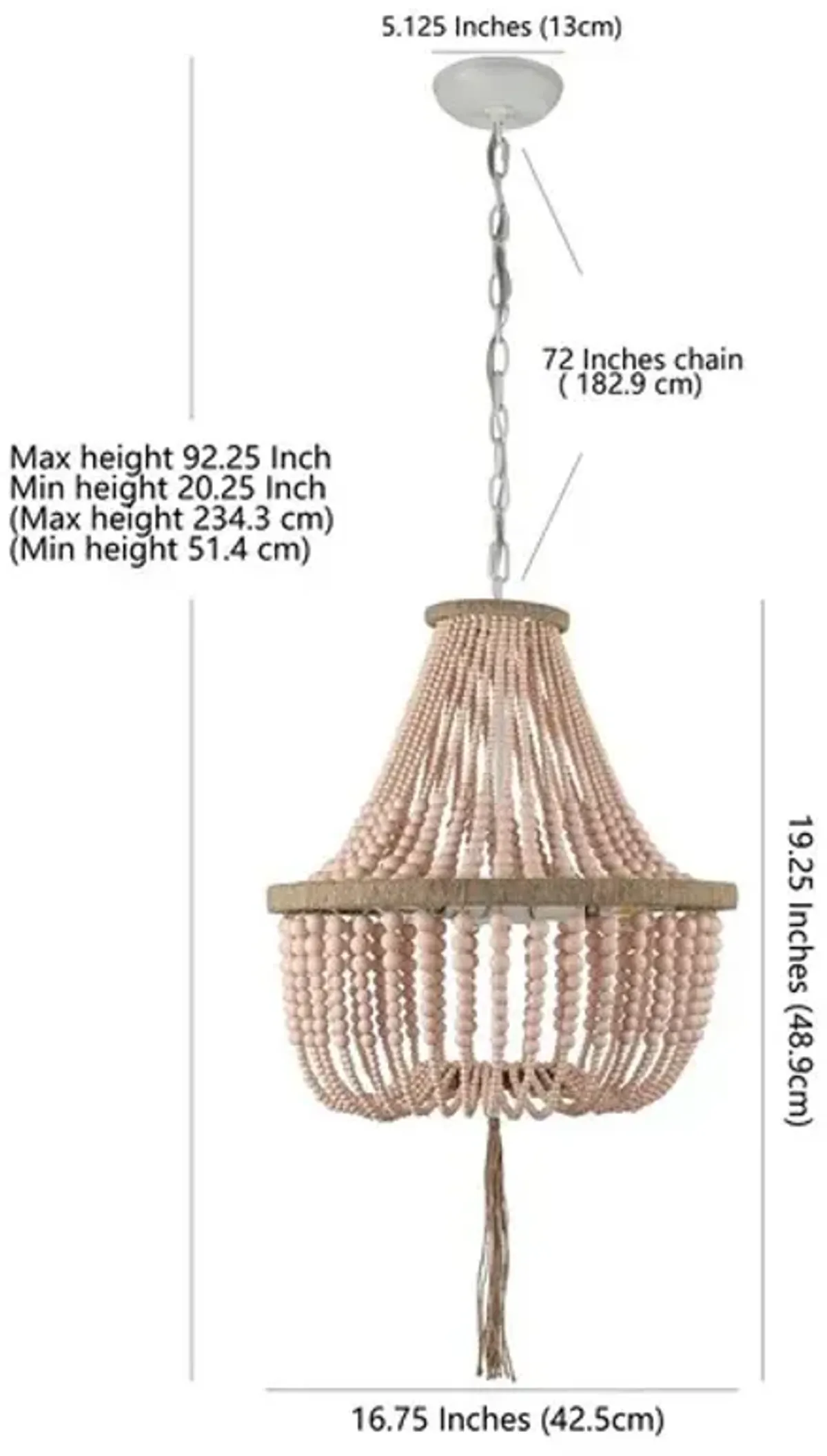 LUSH KRISTI 3 LIGHT 16.5 INCH DIA BLUSH BEADED PENDANT