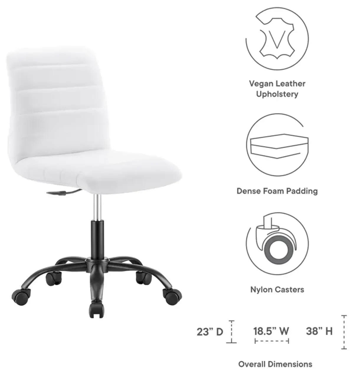 Ripple Armless Vegan Leather Office Chair