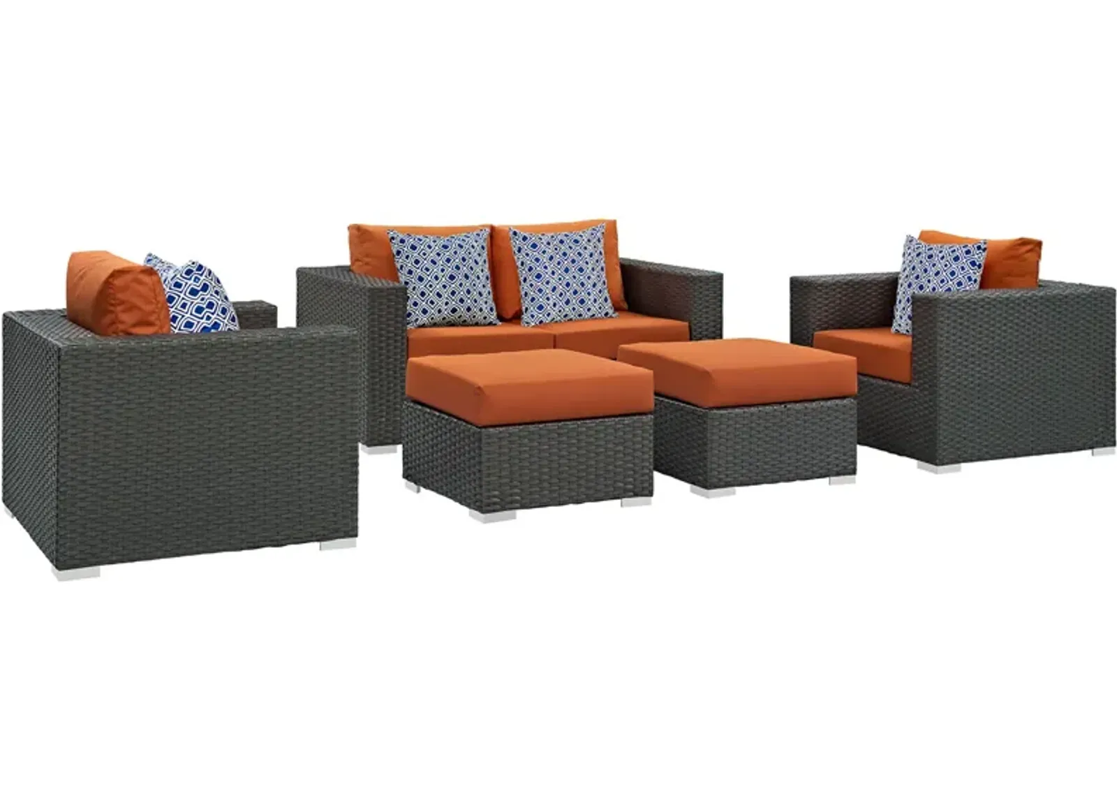 Sojourn 5 Piece Outdoor Patio Sunbrella® Sectional Set