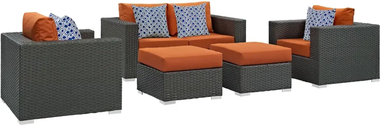 Sojourn 5 Piece Outdoor Patio Sunbrella® Sectional Set