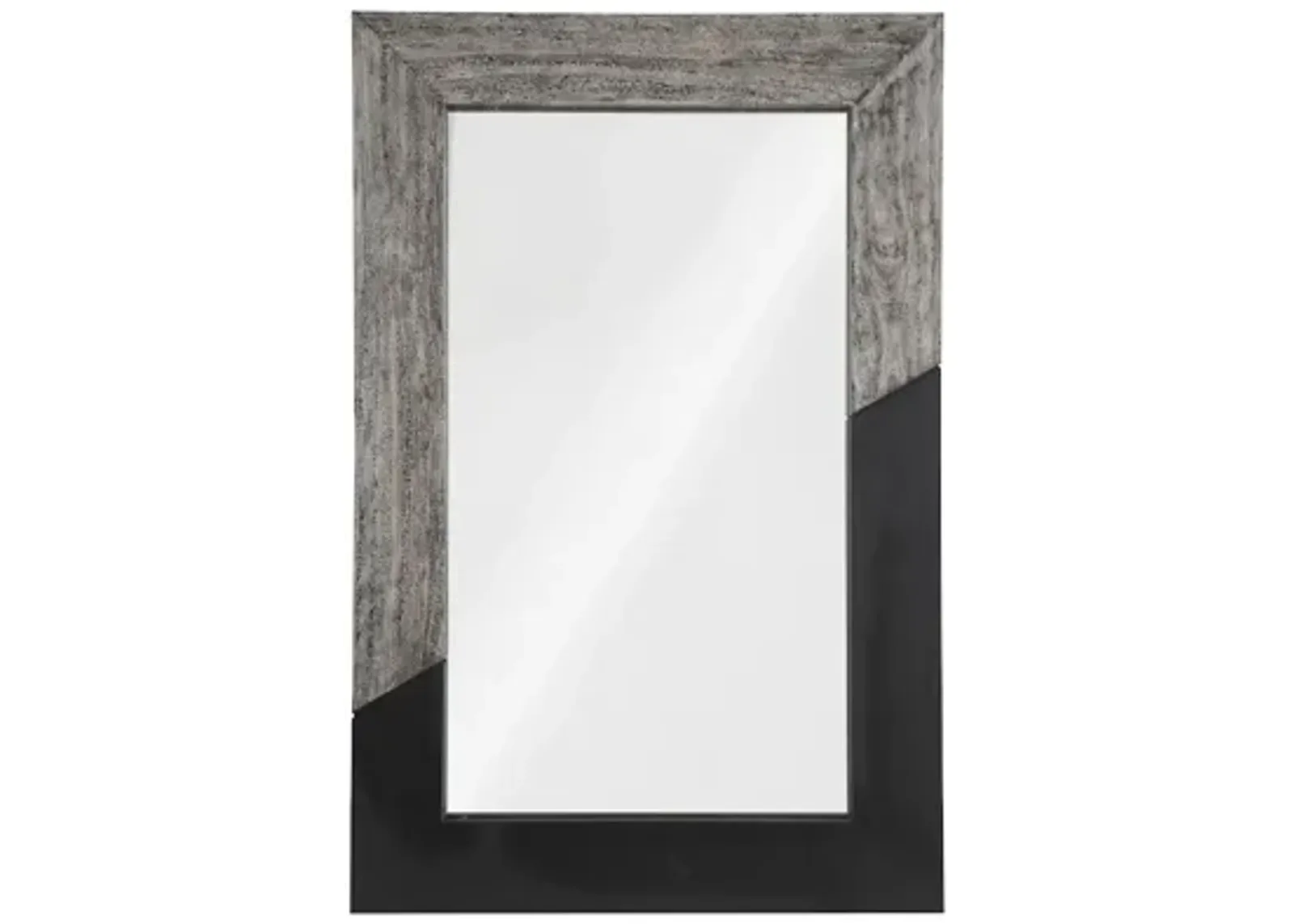 Geometry Wood Mirror, Gray Stone, Black