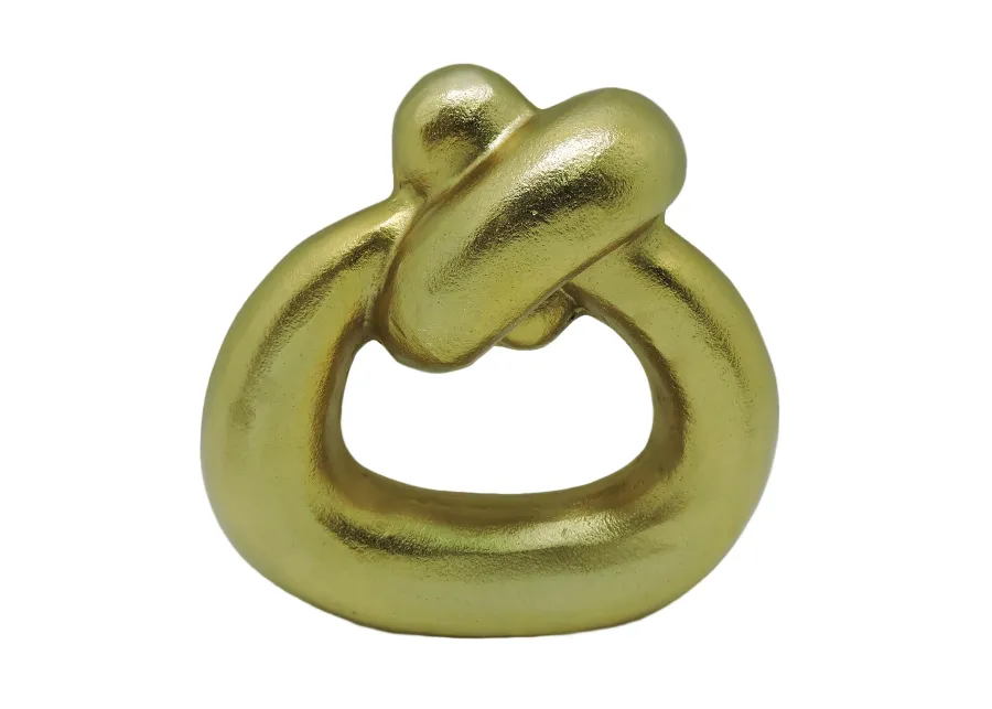 Metal,11"h,broad Knot Ring Sculpture,gold