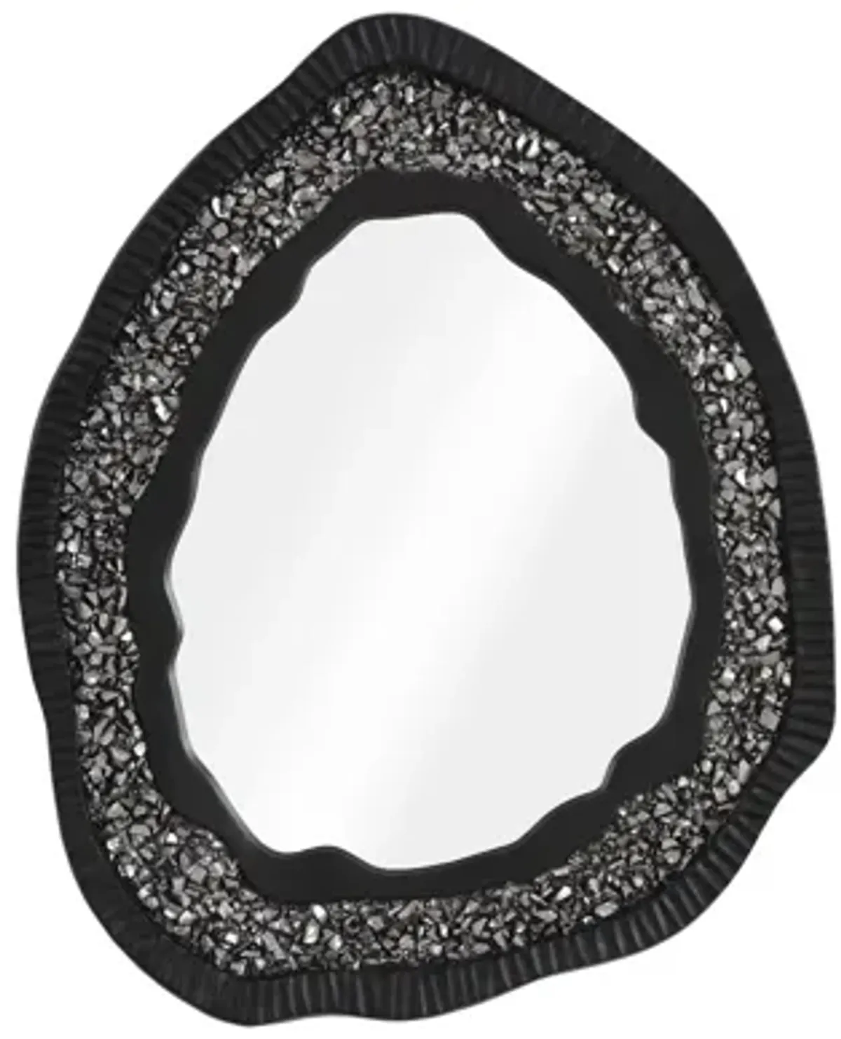 Geode Mirror, Black And Silver, Matte