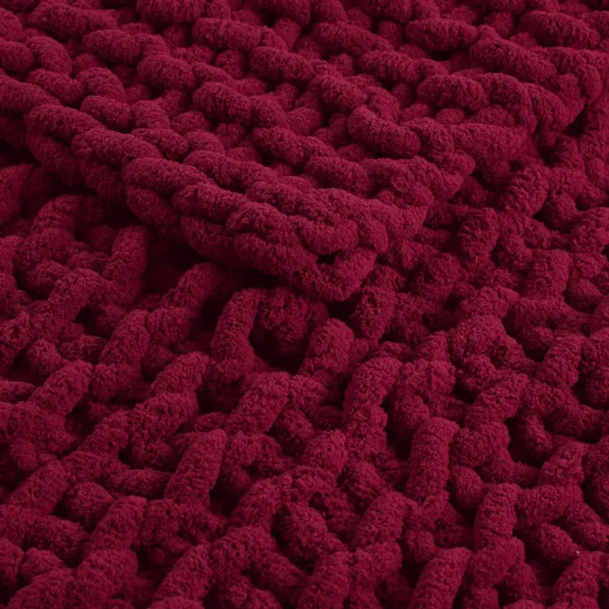 Madison Park Chenille Chunky Knit Red Throw