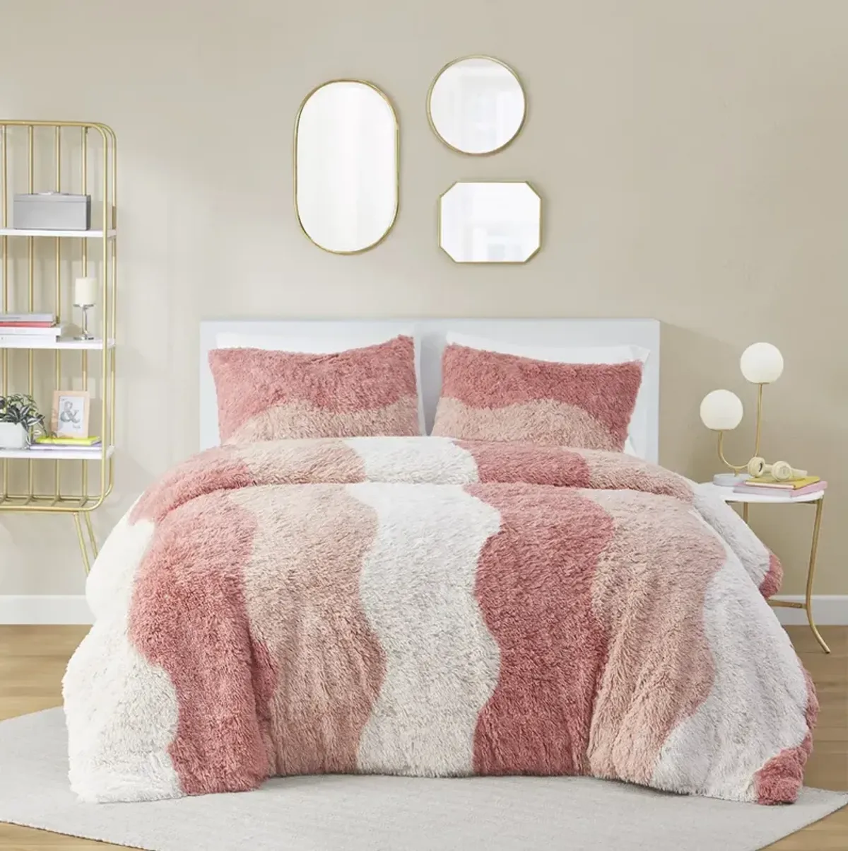 Cassie Ombre Shaggy Faux Fur Duvet Cover Set