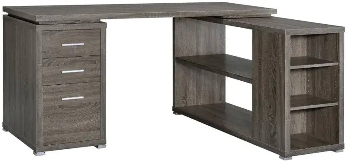 Yvette L-shape Office Desk Weathered Grey