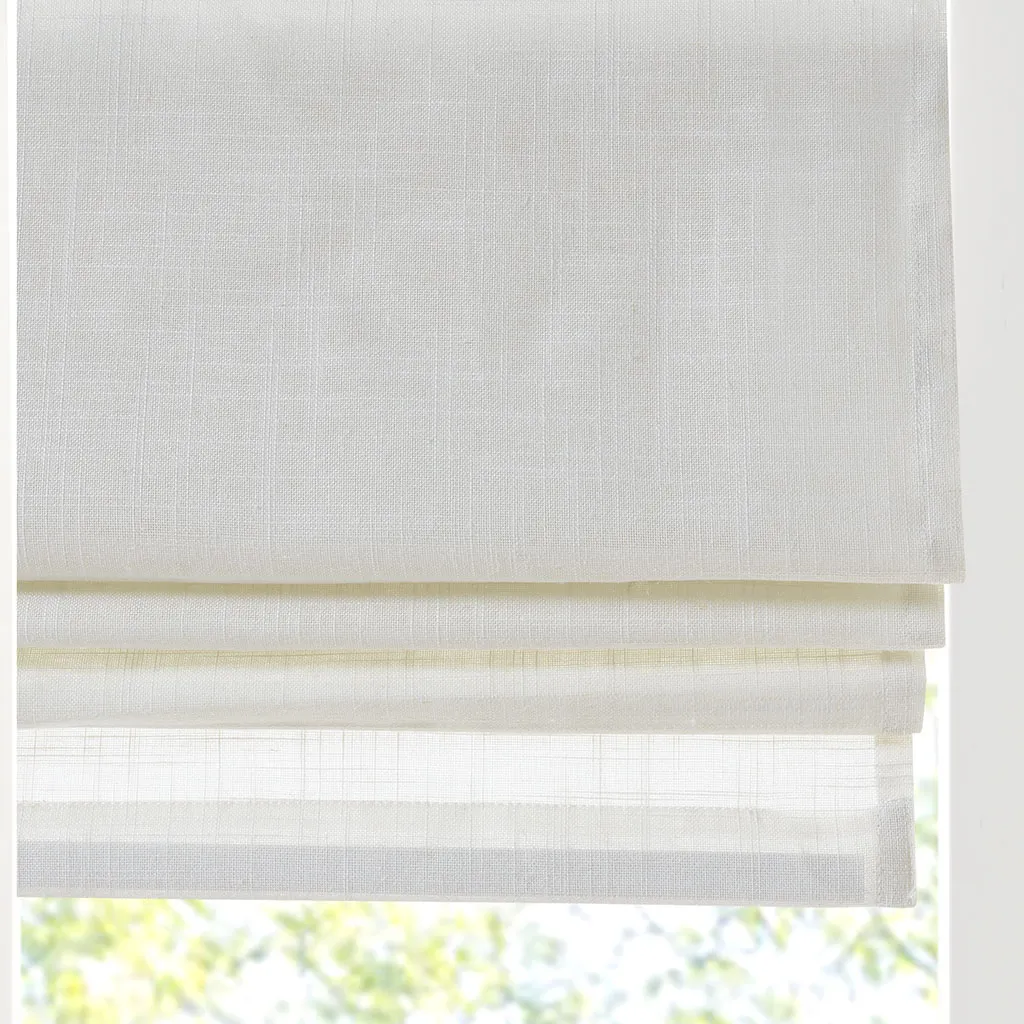 Madison Park Kyler White Linen Blend Light Filtering Cordless Roman Shade