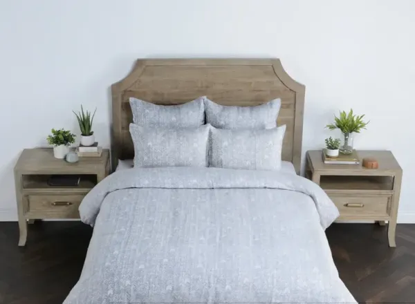 French Herringbone Storm Queen Duvet 92x90