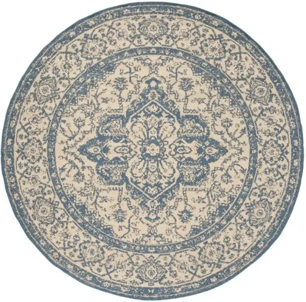 LINDEN 137 Collection LND137N-6R Cream / Blue 6'-7" X 6'-7" Round