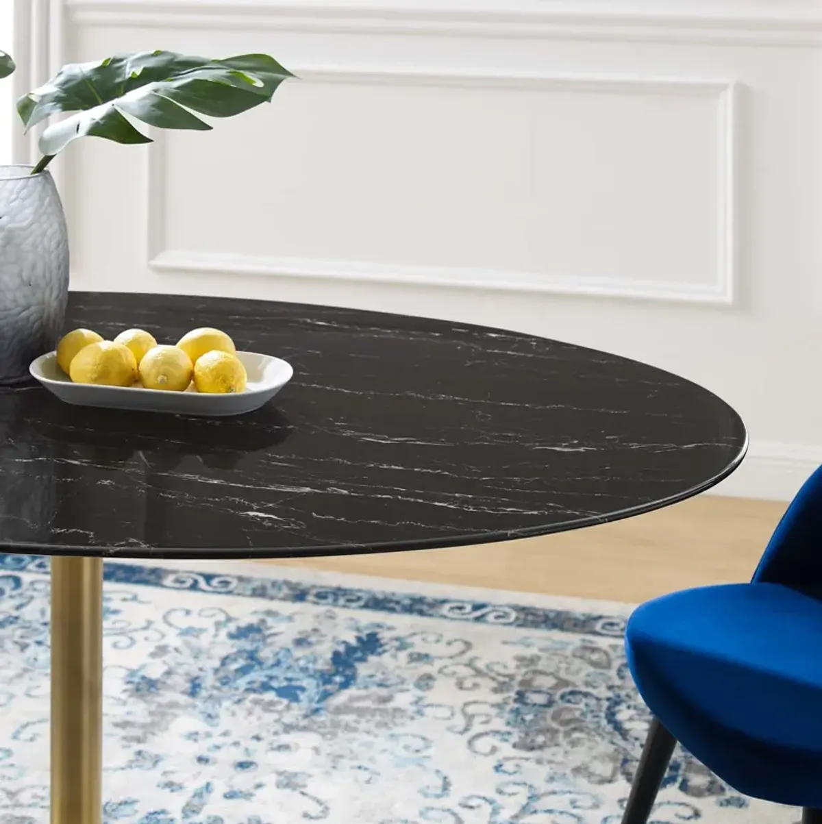 Lippa 60" Oval Artificial Marble Dining Table