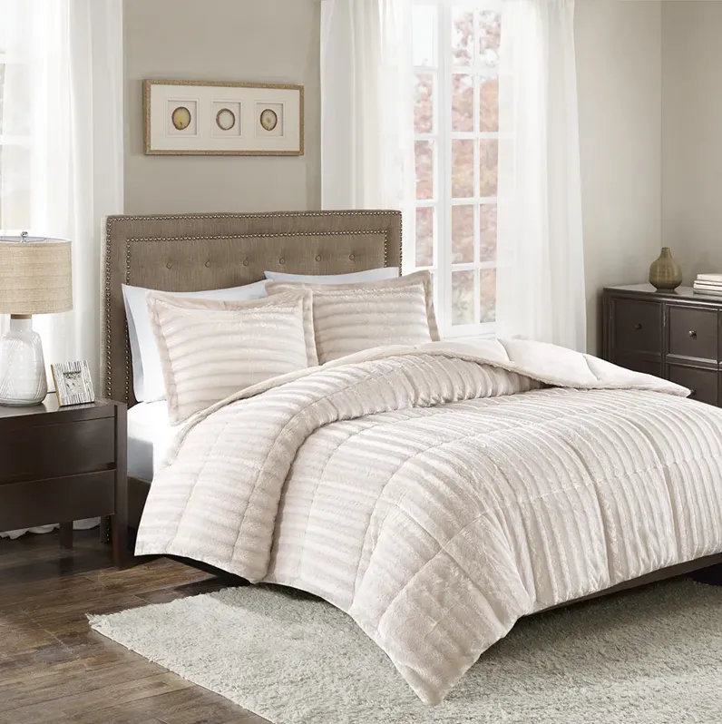 Madison Park Duke Champagne Faux Fur Comforter Mini Set