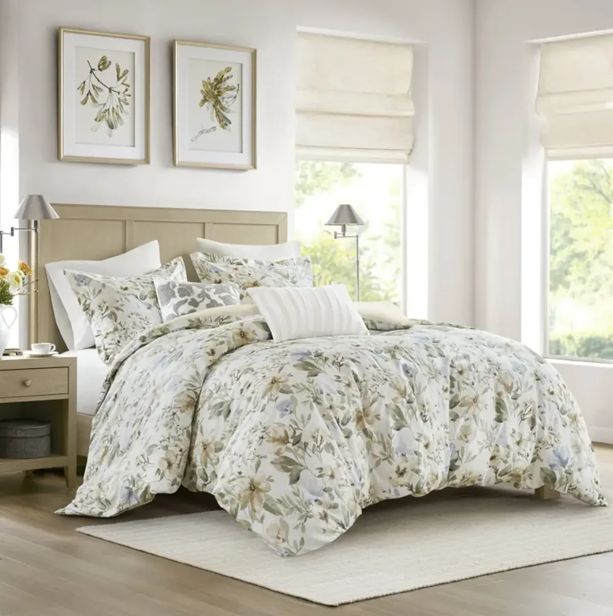 5 Piece Cotton Sateen Print Duvet Set