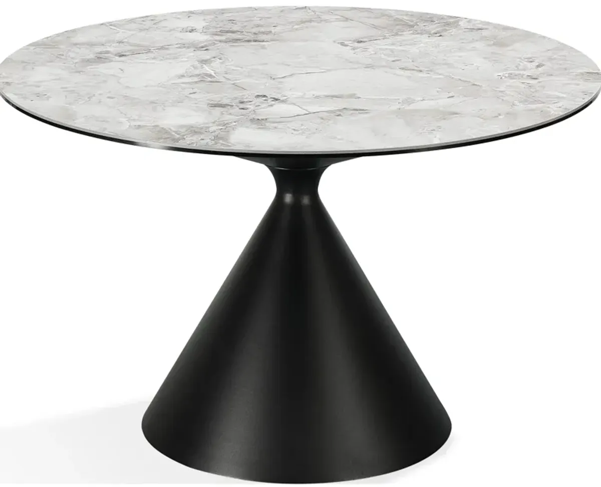Winston Stone Top Metal Base Round Dining Table In Grigio