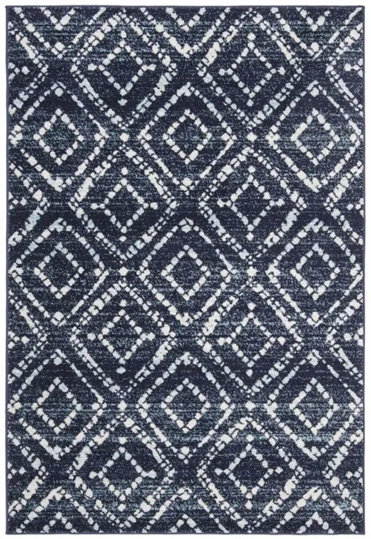 Adirondack Contemporary Navy / Ivory 4' X 4' Round Powerloomed Rug