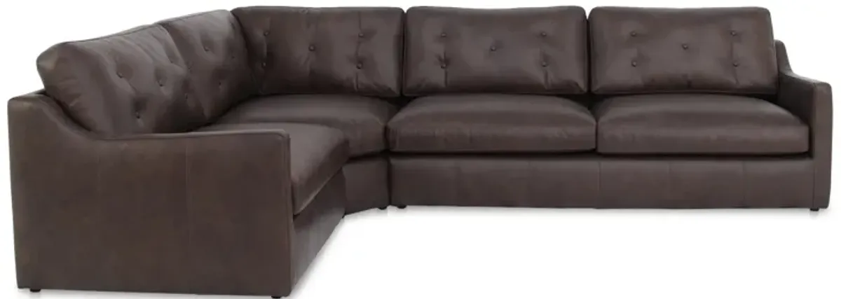 Thurlow 3 Piece Left Modular Sectional Espresso Brown Leather