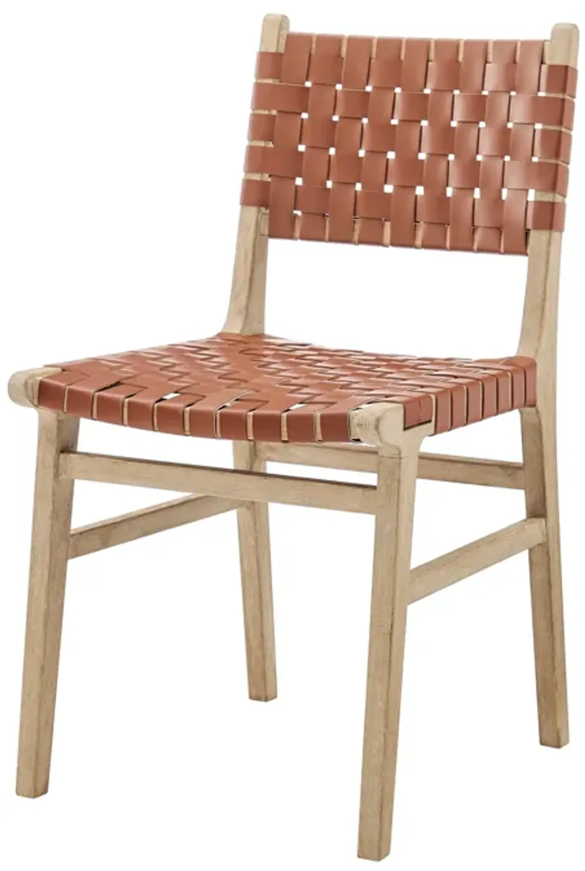 Marco Faux Leather Dining Side Chair Drift Wood Frame, Ochre Brown - Set of 2