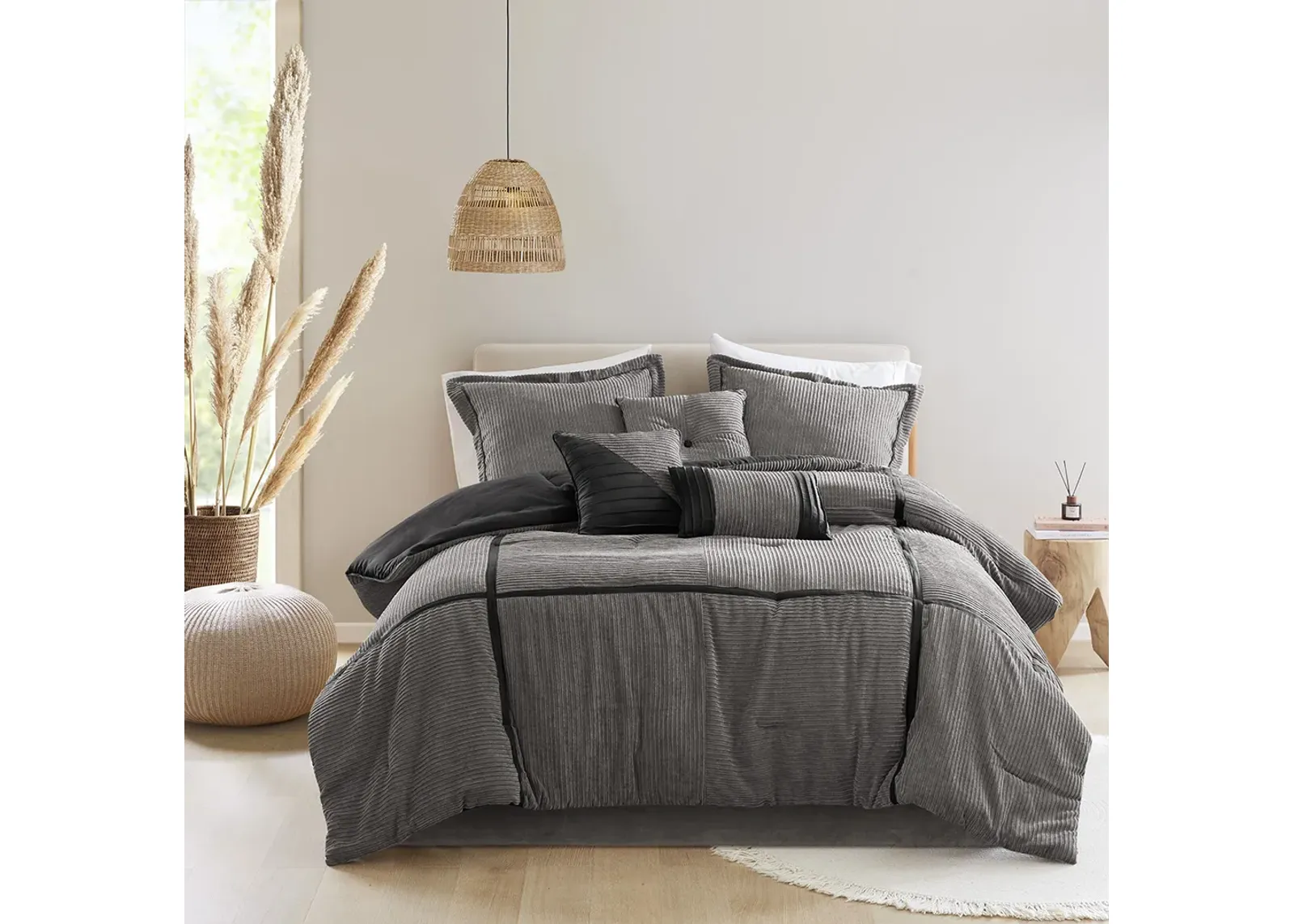 7 Piece Micro Corduroy Comforter Set